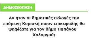 Ποιος θέλεις να είναι ο επόμενος δήμαρχος Παπάγου – Χολαργού;