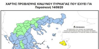 Υψηλός κίνδυνος πυρκαγιάς: Για αύριο Παρασκευή 14 Αυγούστου