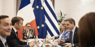 Συνάντηση του Κυριάκου Μητσοτάκη με τον Πρόεδρο της Γαλλίας, Emmanuel Macron.