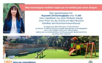Δήμος Πεντέλης: Παράδοση της νέας Παιδικής Χαράς στην Πηγή του Αγ. Σύλλα.