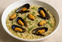 Μύδια με Ρύζι και Άρωμα Ούζου