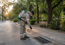 Αγία Παρασκευή: Παρεμβάσεις σε 3.844 φρεάτια για τα κουνούπια Τεχνικός καταπολέμησης κουνουπιών σε φρεάτιο ομβρίων