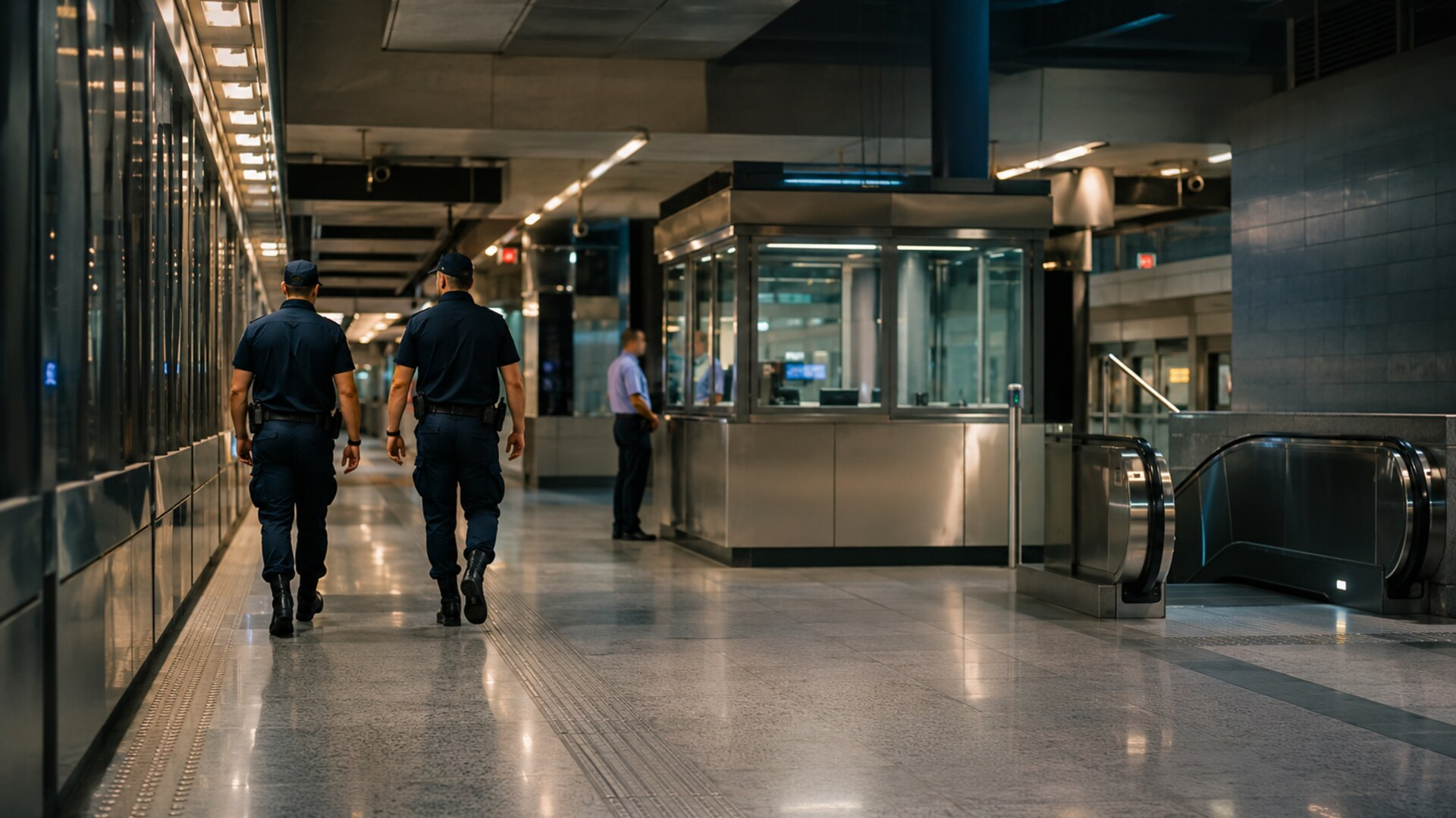 Αστυνομικοί περιπολούν σε σύγχρονο σταθμό Μετρό της Αττικής