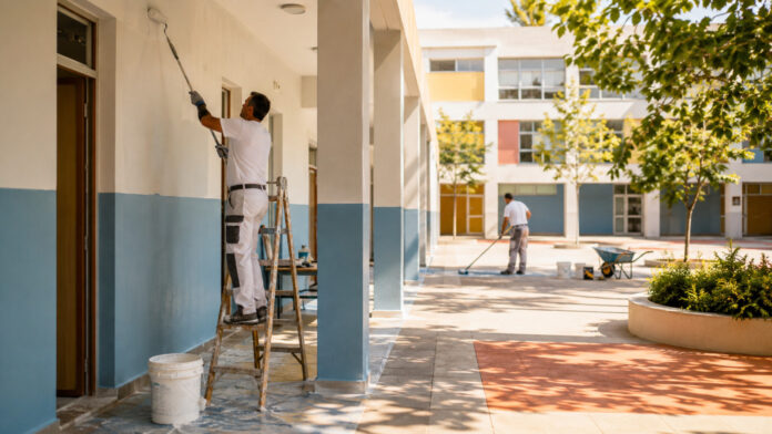 Θερινές εργασίες βαφής και συντήρησης σε σχολικό συγκρότημα στο Χαλάνδρι