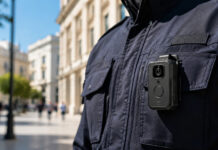 ΕΛ.ΑΣ.: Φορητό σύστημα επιτήρησης σε επτά ζώνες της Αθήνας έως 1η Σεπτεμβρίου Κάμερα σώματος προσαρτημένη σε στολή ασφαλείας σε αστικό περιβάλλον