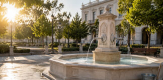 Φιλοθέη–Ψυχικό: Σε εξέλιξη η αποκατάσταση των συντριβανιών Συντηρημένο πέτρινο συντριβάνι σε καταπράσινη αστική πλατεία