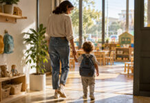 Φιλοθέη–Ψυχικό: Τι πρέπει να κάνουν οι γονείς των επιτυχόντων στους παιδικούς σταθμούς Γονέας με μικρό παιδί στην είσοδο ενός φωτεινού βρεφονηπιακού σταθμού