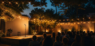 Φιλοθέη: Βραδιά stand-up comedy στο Cine Φιλοθέη στις 6 Σεπτεμβρίου Μικρή σκηνή stand-up comedy με μικρόφωνο σε θερινό κινηματογράφο