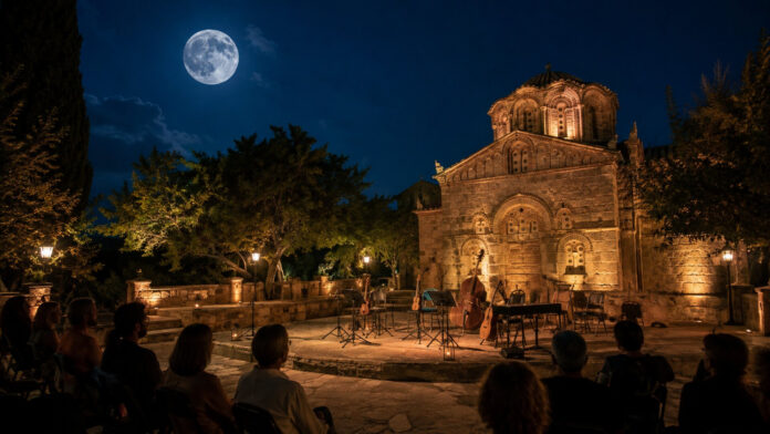 Μουσική βραδιά σε ιστορικό προαύλιο κάτω από την αυγουστιάτικη πανσέληνο