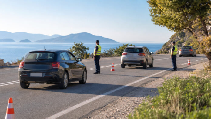 Στοχευμένος τροχονομικός έλεγχος σε ασφαλή παραλιακό δρόμο ελληνικού νησιού
