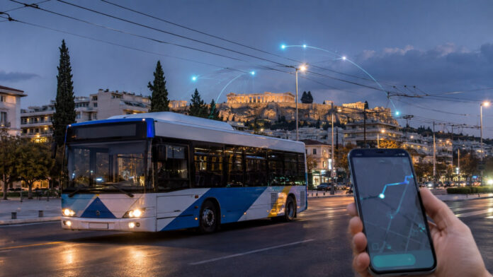 Νυχτερινό λεωφορείο σε αστική διαδρομή της Αθήνας