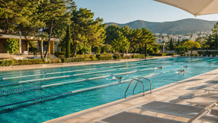Κολυμβητές σε οργανωμένη δημοτική πισίνα κατά τη θερινή περίοδο