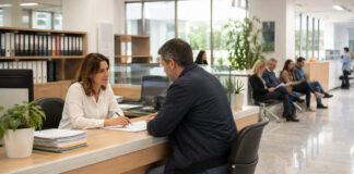 Μεταμόρφωση: Πρωινό ωράριο στο ΚΕΠ έως τις 21 Αυγούστου Υπάλληλος σε σύγχρονο χώρο εξυπηρέτησης πολιτών βοηθά έναν πολίτη σε διοικητική διαδικασία