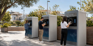 Μεταμόρφωση: Τρία πολυκέντρα ανταποδοτικής ανακύκλωσης σε λειτουργία Πολίτες χρησιμοποιούν σύγχρονα πολυκέντρα ανταποδοτικής ανακύκλωσης