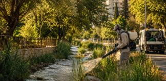 Μεταμόρφωση: Ψεκασμοί σε επτά σημεία στις 2 Σεπτεμβρίου Εργασία καταπολέμησης κουνουπιών δίπλα σε αστικό ρέμα