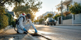 Μεταμόρφωση: Πρώτο κρούσμα Δυτικού Νείλου – Έκτακτοι ψεκασμοί Εργαζόμενος δημόσιας υγείας πραγματοποιεί εφαρμογή καταπολέμησης κουνουπιών σε φρεάτιο