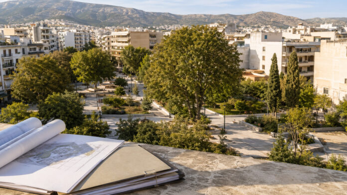 Πράσινος κοινόχρηστος χώρος σε πυκνοδομημένη πόλη με σχέδια αστικής ανάπλασης