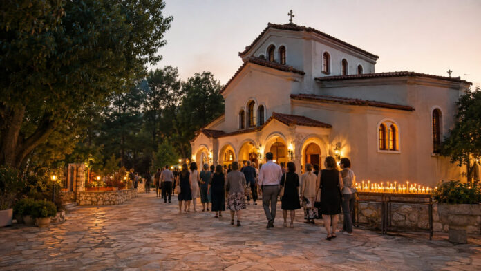 papagou-agios-alexandros-panigyri-20260827-0900-1920x1080-1 Εορταστική ατμόσφαιρα σε ορθόδοξο ναό με φωτισμένο προαύλιο