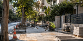 Παπάγου–Χολαργός: Τέσσερις δρόμοι στο σχέδιο ανακατασκευής πεζοδρομίων Εργασίες ανακατασκευής πεζοδρομίου με νέες πλάκες και διαδρομή προσβασιμότητας