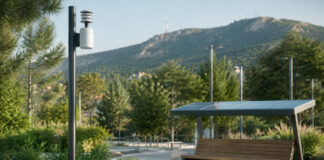 Πεντέλη: Έξυπνος σταθμός για την ατμοσφαιρική ρύπανση Έξυπνος σταθμός μέτρησης ποιότητας αέρα και ηλιακό παγκάκι σε πράσινο δημόσιο χώρο