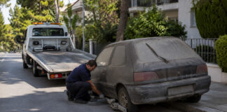 Βριλήσσια: Άλλα δέκα εγκαταλελειμμένα οχήματα απομακρύνθηκαν Απομάκρυνση εγκαταλελειμμένου αυτοκινήτου από δρόμο κατοικημένης περιοχής