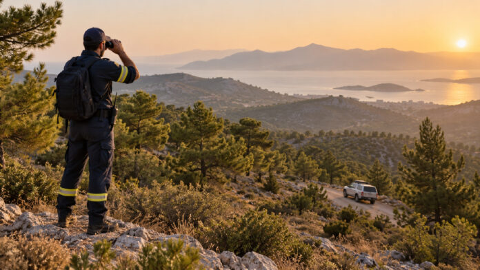 Επιτήρηση πευκόφυτης περιοχής της Αττικής σε ημέρα υψηλού κινδύνου πυρκαγιάς