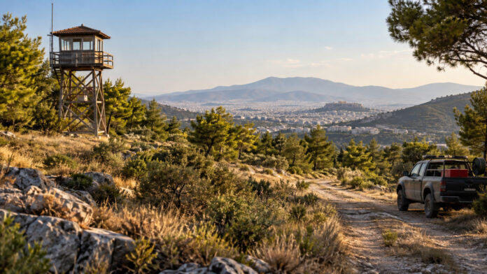 Πευκόφυτη πλαγιά της Αττικής σε συνθήκες αυξημένης επιτήρησης για πυρκαγιές