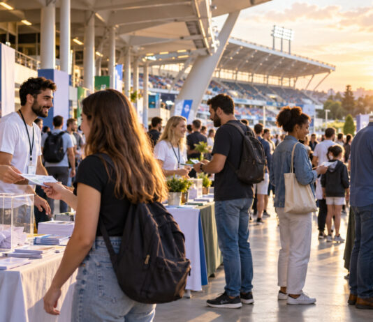 Γαλάτσι: Η Κοινωνική Υπηρεσία στο πρώτο Φεστιβάλ Εθελοντισμού στο ΟΑΚΑ Εθελοντές και επισκέπτες σε περίπτερα κοινωνικών δράσεων έξω από αθλητικό συγκρότημα