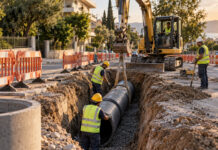 Ηράκλειο Αττικής: Νέοι αγωγοί σε Ελ. Βενιζέλου και Πεύκων Συνεργείο τοποθετεί νέο αγωγό αποχέτευσης σε ασφαλισμένο εργοτάξιο αστικού δρόμου