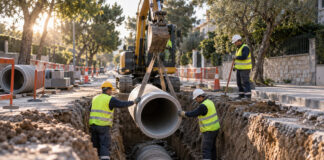 Ηράκλειο Αττικής: Νέοι αγωγοί ακαθάρτων σε Πεύκων και Ελ. Βενιζέλου Δημοτικό συνεργείο τοποθετεί νέο αγωγό σε οργανωμένο εργοτάξιο αστικού δρόμου