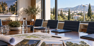 Κηφισιά: 27 θέματα από τον ηλεκτροφωτισμό έως τα σχολεία Αίθουσα συνεδριάσεων με φακέλους έργων και σχέδια για δημοτικές υποδομές