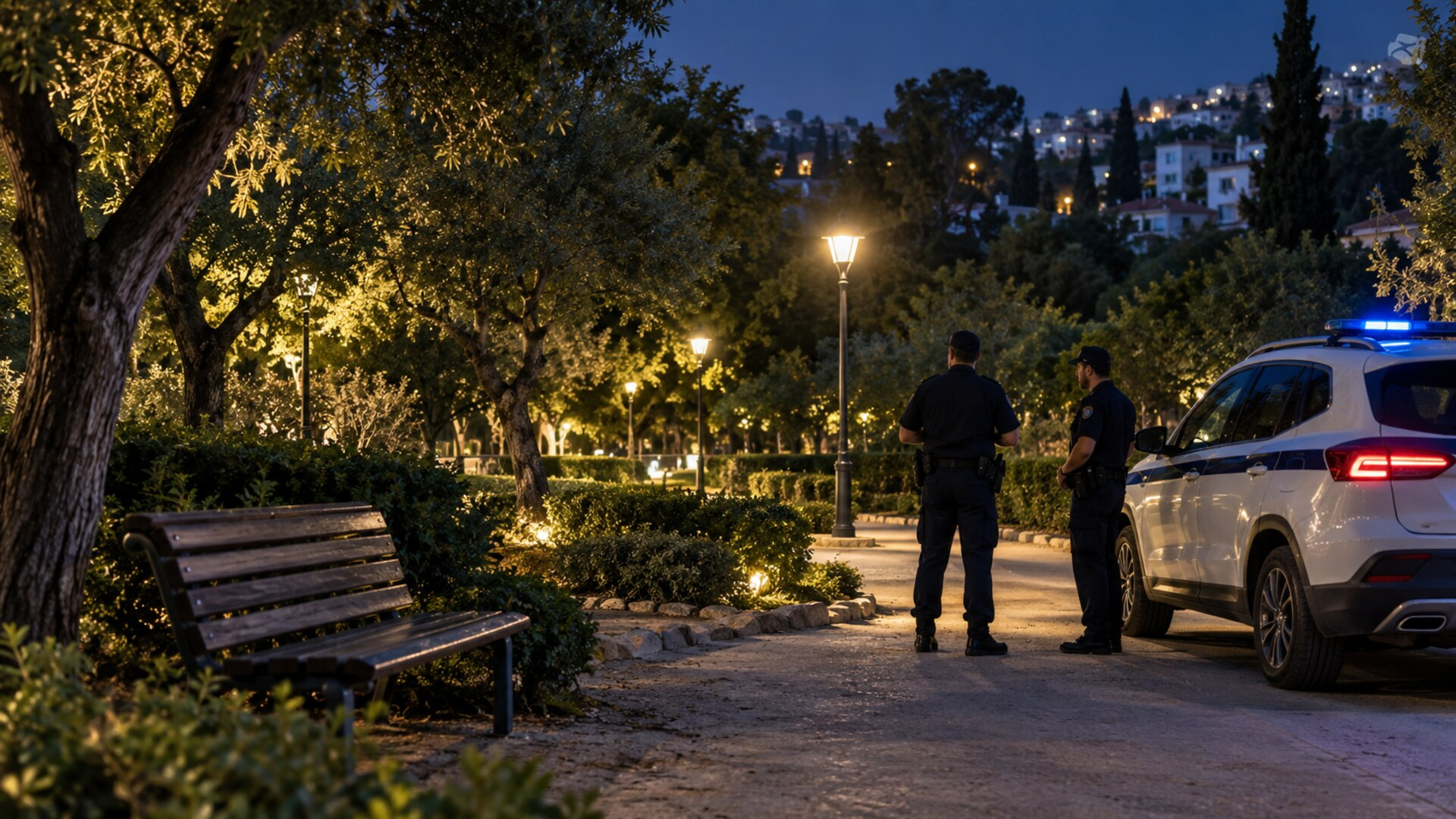 Αστυνομικοί ερευνούν νυχτερινό περιστατικό σε πάρκο κατοικημένης περιοχής