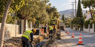 Κηφισιά: 43,58 εκατ. ευρώ για υπογείωση δικτύων σε πάνω από 100 χλμ. Συνεργείο τοποθετεί υπόγειους αγωγούς ηλεκτρικού δικτύου σε δενδροφυτεμένο αστικό δρόμο