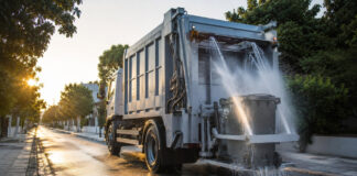 Λυκόβρυση–Πεύκη: Πλύσιμο και απολύμανση κάδων σε όλες τις γειτονιές Ειδικό δημοτικό όχημα πλένει και απολυμαίνει κάδο απορριμμάτων σε δρόμο γειτονιάς