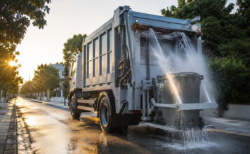 Λυκόβρυση–Πεύκη: Πλύσιμο και απολύμανση κάδων σε όλες τις γειτονιές Ειδικό δημοτικό όχημα πλένει και απολυμαίνει κάδο απορριμμάτων σε δρόμο γειτονιάς