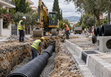Μαρούσι: Στην τελική ευθεία το αντιπλημμυρικό έργο στην Αγία Φιλοθέη Εργασίες εγκατάστασης αγωγού ομβρίων σε αστική γειτονιά με κατοικίες και δέντρα