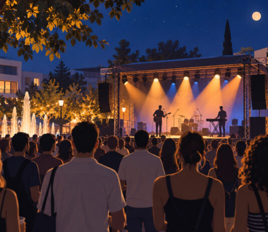 Μαρούσι: Διήμερο ARTΕΜΕΙΣ Festival με ελεύθερη είσοδο Υπαίθρια μουσική σκηνή με κοινό σε φωτισμένη αστική πλατεία