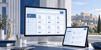 myLEX: Σε μία δωρεάν ψηφιακή πύλη η φορολογική και τελωνειακή νομοθεσία Οθόνη υπολογιστή και τάμπλετ με οργανωμένο ψηφιακό περιβάλλον αναζήτησης εγγράφων