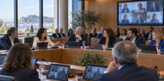 Νέα Ιωνία: Διαδικτυακά η ειδική συνεδρίαση λογοδοσίας Αίθουσα δημοτικού συμβουλίου κατά τη διάρκεια συνεδρίασης λογοδοσίας με τηλεδιάσκεψη