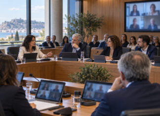 Νέα Ιωνία: Διαδικτυακά η ειδική συνεδρίαση λογοδοσίας Αίθουσα δημοτικού συμβουλίου κατά τη διάρκεια συνεδρίασης λογοδοσίας με τηλεδιάσκεψη