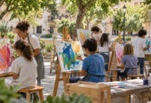 Νέα Πεντέλη: Παιδιά ζωγραφίζουν για την ψυχική υγεία στις 9 Οκτωβρίου Παιδιά ζωγραφίζουν σε καβαλέτα σε ανοιχτό δημιουργικό εργαστήρι σε πλατεία