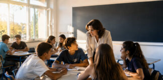 Βόρεια Αθήνα: Εγκρίθηκαν ολιγομελή τμήματα Προσανατολισμού σε 19 λύκεια Μικρή ομάδα μαθητών λυκείου εργάζεται σε φωτεινή αίθουσα με την καθοδήγηση εκπαιδευτικού