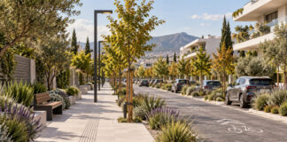 Παπάγου–Χολαργός: Ανάπλαση 1,8 χλμ. στον παράδρομο της Μεσογείων Σύγχρονος πράσινος αστικός δρόμος με φαρδύ πεζοδρόμιο, ποδηλατική σήμανση και νέο φωτισμό