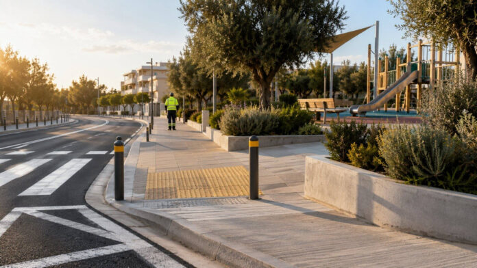 Προσβάσιμο πεζοδρόμιο με ράμπα, νέες διαγραμμίσεις και ασφαλής παιδική χαρά σε δημοτικό χώρο
