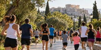 Πεδίο του Άρεως: Αγώνας 5 και 10 χλμ. με παιδική διαδρομή Δρομείς και παιδιά σε καταπράσινη διαδρομή αστικού πάρκου
