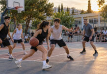 Πεύκη: Δωρεάν τουρνουά μπάσκετ 3×3 για όλες τις ηλικίες Ερασιτέχνες αθλητές παίζουν μπάσκετ 3×3 σε υπαίθριο γήπεδο