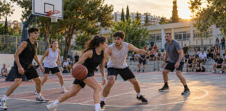 Πεύκη: Δωρεάν τουρνουά μπάσκετ 3×3 για όλες τις ηλικίες Ερασιτέχνες αθλητές παίζουν μπάσκετ 3×3 σε υπαίθριο γήπεδο