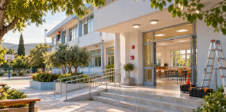 Πεντέλη: Παρεμβάσεις ασφάλειας και προσβασιμότητας στα σχολικά κτίρια Αναβαθμισμένο σχολικό κτίριο με προσβάσιμη ράμπα και εργασίες συντήρησης