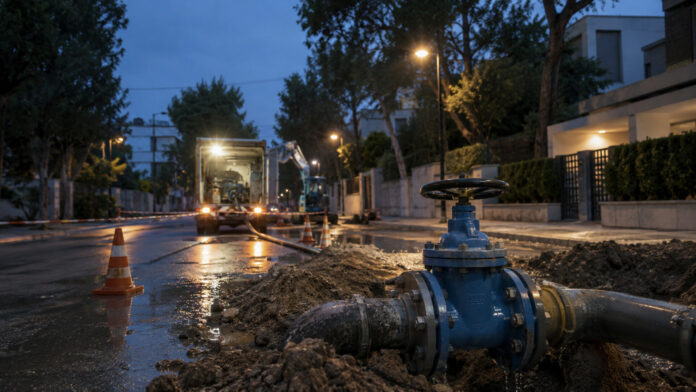 Εργασίες σε δίκτυο ύδρευσης σε κατοικημένο δρόμο του Ψυχικού