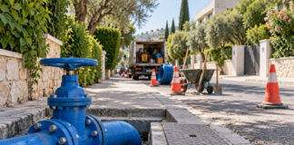 Ψυχικό: Έκτακτη διακοπή νερού έως τις 15:00 Μπλε δικλείδα ύδρευσης και εξοπλισμός τεχνικής επέμβασης σε δενδροφυτεμένο δρόμο